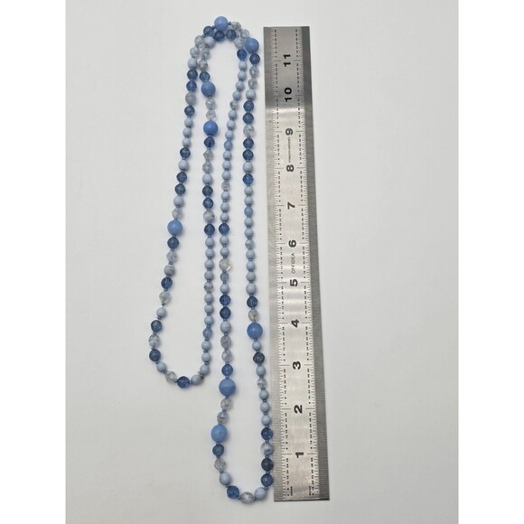 Vintage Blue Various Size Beads Long Necklace 44" - Picture 6 of 6